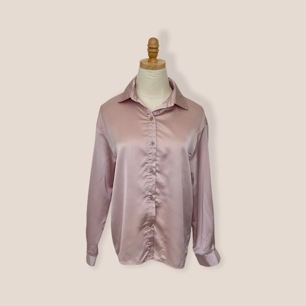 SHEIN | Satin Blouse Dust Pink | NWOT